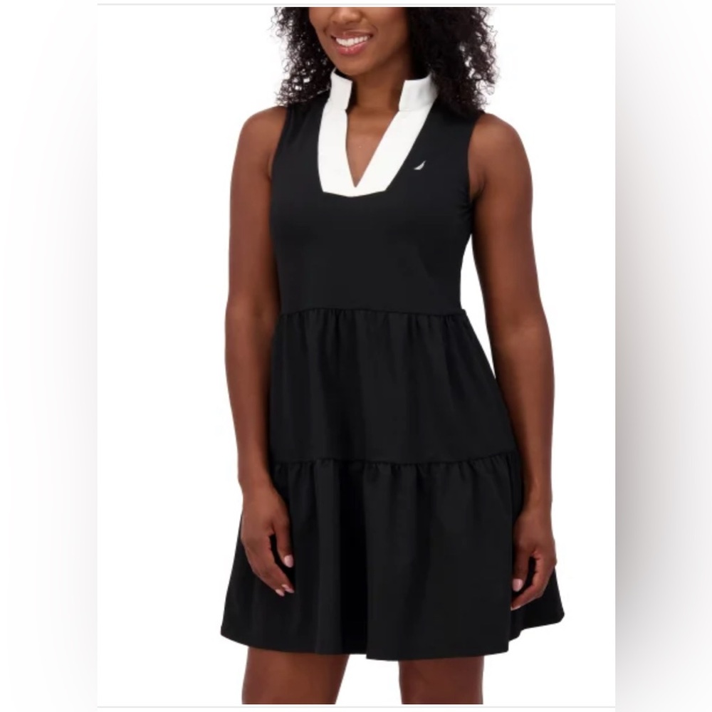 Nautica Black Dress with White Trim Neck Line NWT - Picture 6 of 6